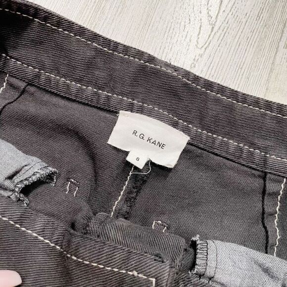 RG Kane Carpenter Pants Size 8 Straight Utility Pockets Washed Black - Picture 2 of 3